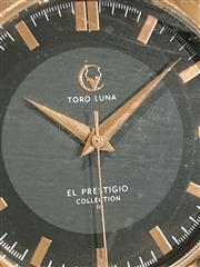 Toro Luna Aficionado | Rose Gold tone Stainless with Black Dial | Brown Crocodil